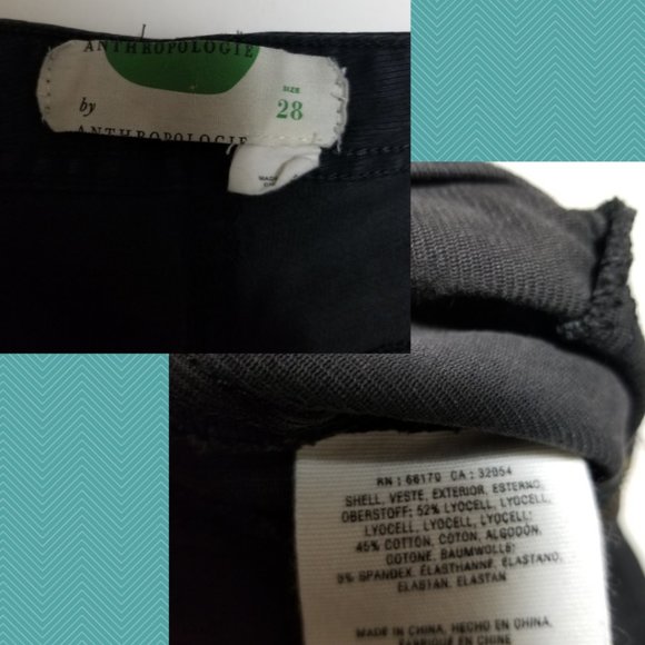 Anthropologie Black Mid Rise Skinny Ankle Pants w/ Button Cuffs - Picture 6 of 6